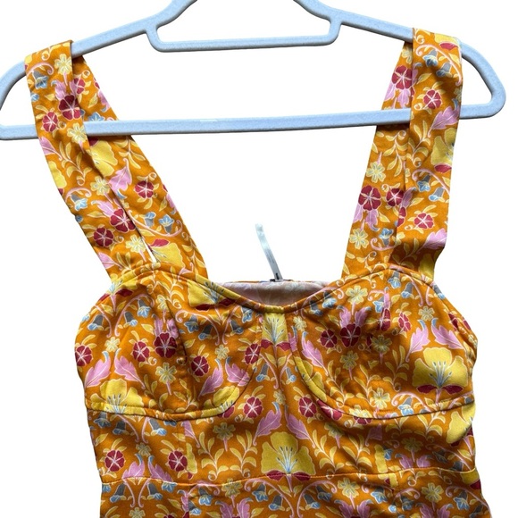 Free People Yellow Floral Sasha Mini Dress Size XS Boho Cottagecore Festival - Picture 13 of 14